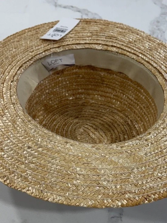 LOFT Tan Straw Hat with Black Ribbon Band - Picture 4 of 4